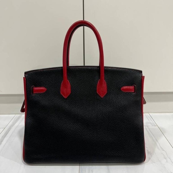 🖤❤️SOLD!!❤️🖤 HERMES BIRKIN 35 HSS BI-COLOR NOIRROUGE TOGO GARANCE BRUSHED PHW - Picture 2 of 16